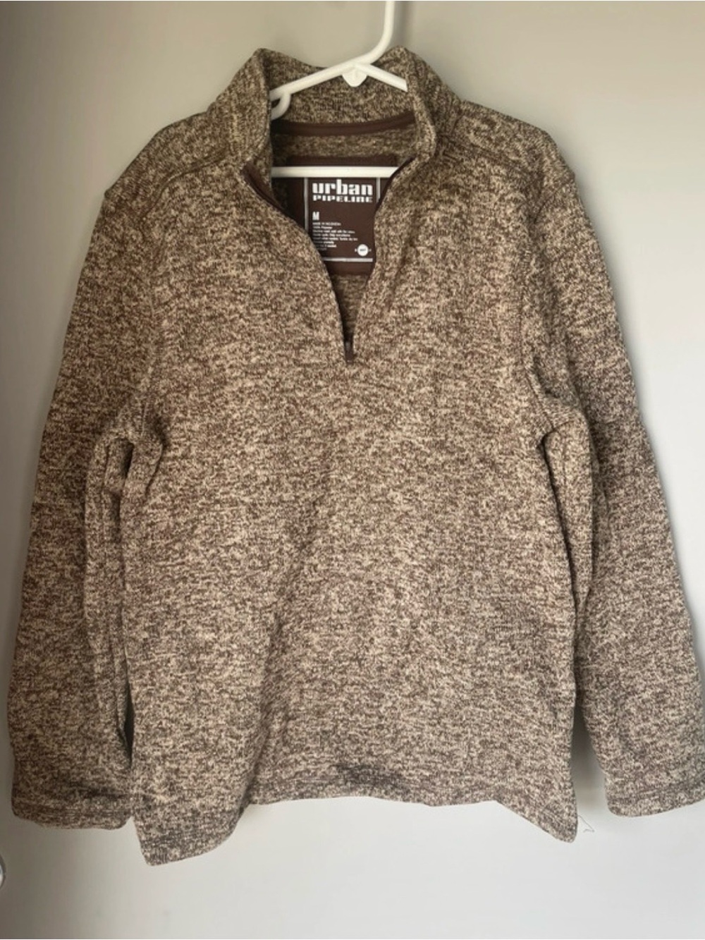 urban pipeline Men's Marled Brown Zip Pullover Sweater